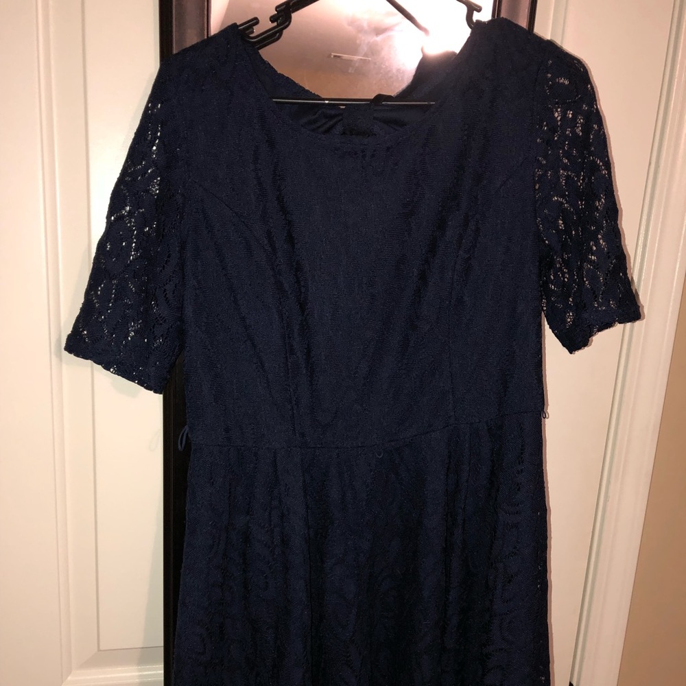 dark blue lace dress
